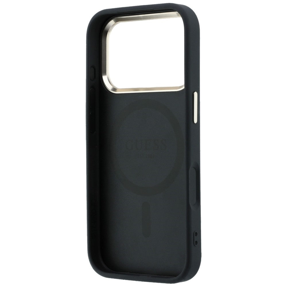 Husa de protectie Guess Saffiano Small 4G compatibil cu iPhone 17 Pro Max / iPhone 18 Pro Max, Negru