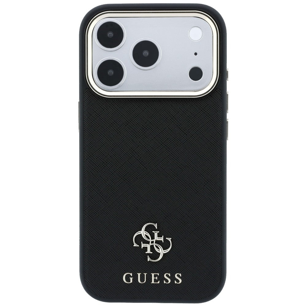 Husa de protectie Guess Saffiano Small 4G compatibil cu iPhone 17 Pro Max / iPhone 18 Pro Max, Negru