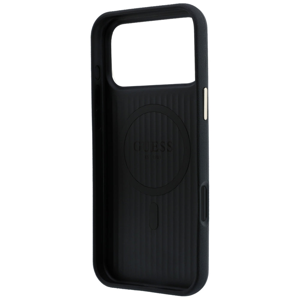 Husa de protectie Guess Leather Perforated 4G MagSafe compatibil cu iPhone 17 Pro Max / iPhone 18 Pro Max, Negru