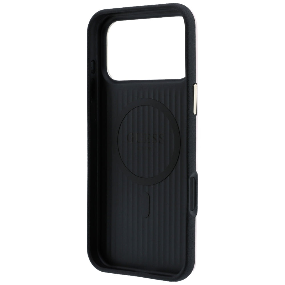 Husa de protectie Guess Leather Perforated 4G MagSafe compatibil cu iPhone 18 Pro / iPhone 17 Pro, Roz