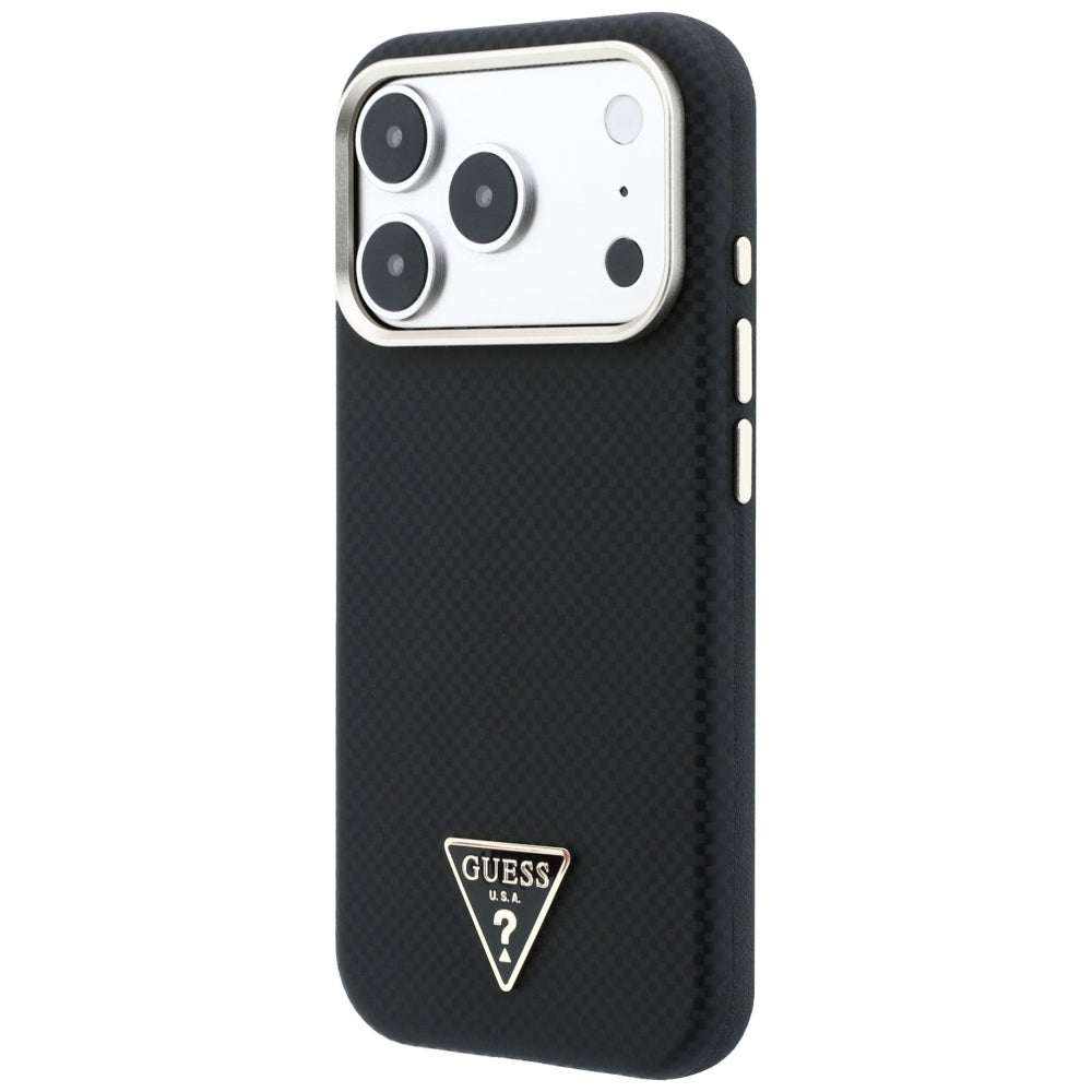 Husa de protectie Guess Kevlar Triangle Logo compatibil cu iPhone 18 Pro / iPhone 17 Pro, Negru