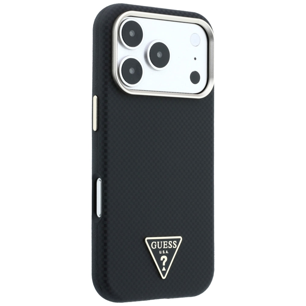 Husa de protectie Guess Kevlar Triangle Logo compatibil cu iPhone 18 Pro / iPhone 17 Pro, Negru