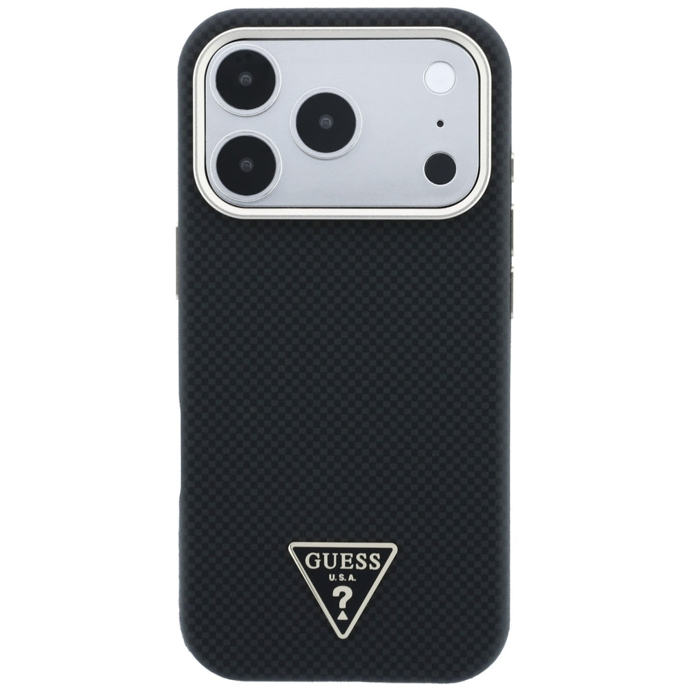 Husa de protectie Guess Kevlar Triangle Logo compatibil cu iPhone 18 Pro / iPhone 17 Pro, Negru