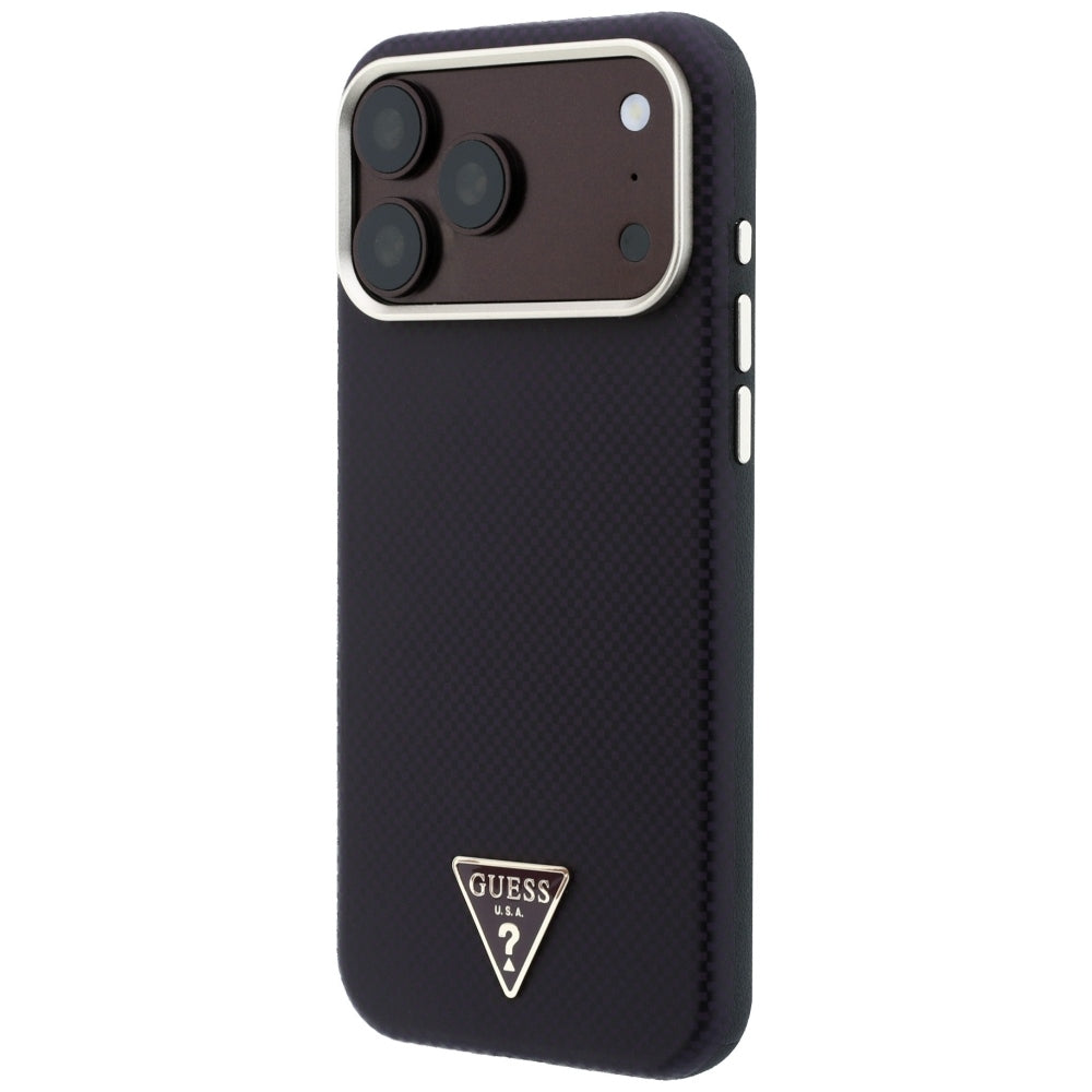 Husa de protectie Guess Kevlar Triangle Logo compatibil cu iPhone 18 Pro / iPhone 17 Pro, Bordo