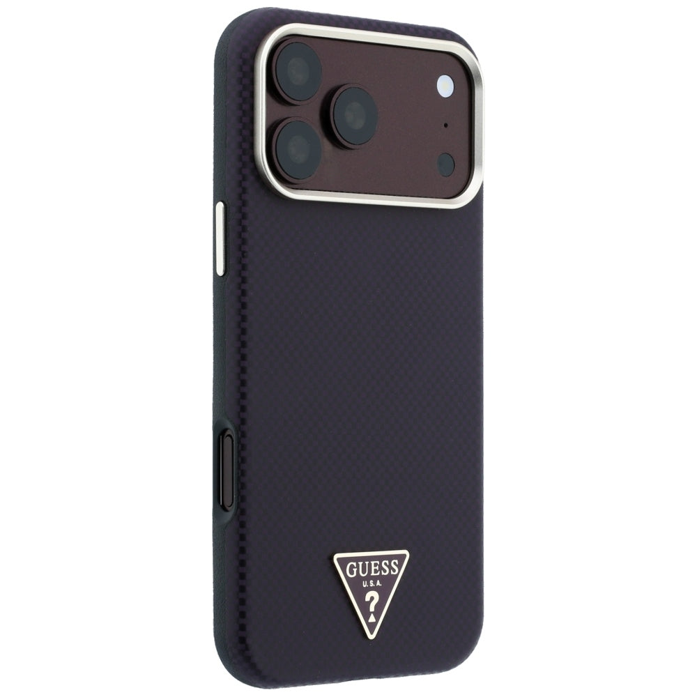 Husa de protectie Guess Kevlar Triangle Logo compatibil cu iPhone 18 Pro Max / iPhone 17 Pro Max, Bordo
