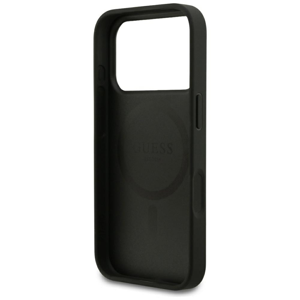 Husa pentru iPhone 18 Pro / iPhone 17 Pro - Guess Grained Gold Ring MagSafe (GUHMP18LPGHSMMK) - Black
