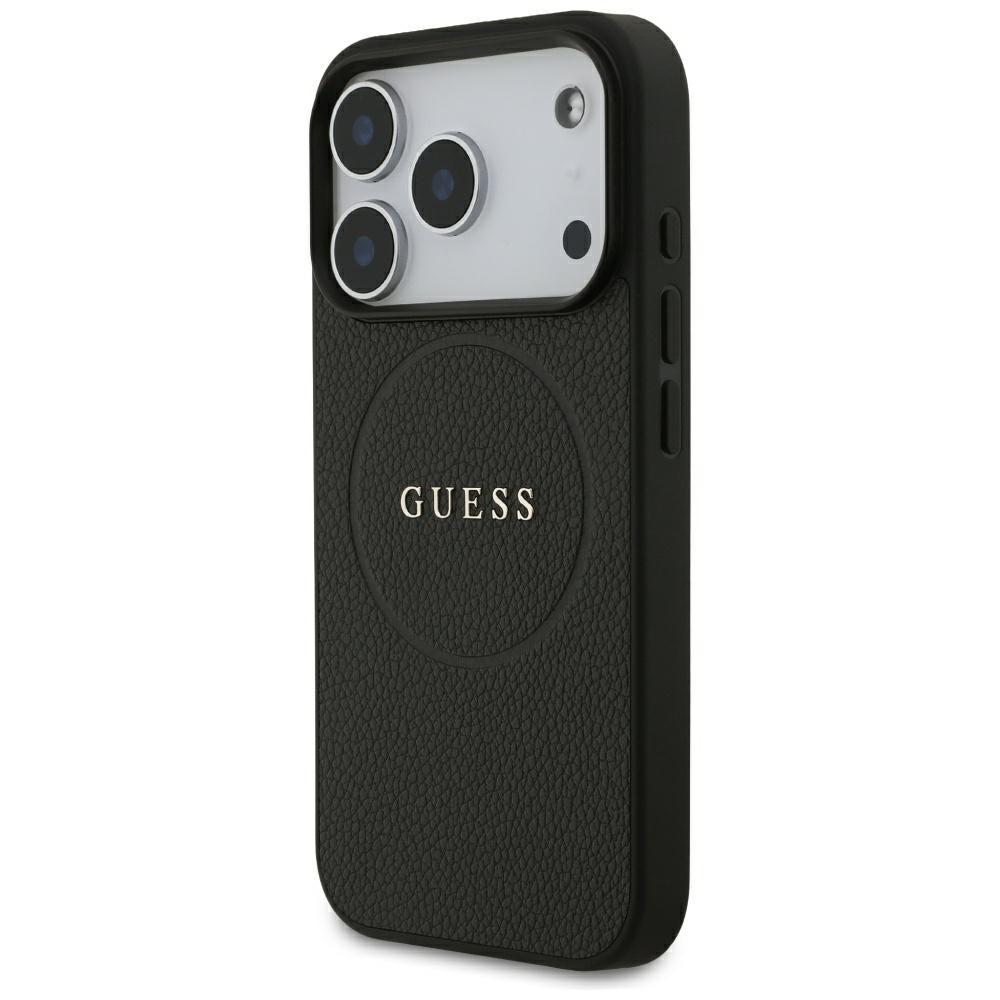 Husa pentru iPhone 18 Pro / iPhone 17 Pro - Guess Grained Gold Ring MagSafe (GUHMP18LPGHSMMK) - Black