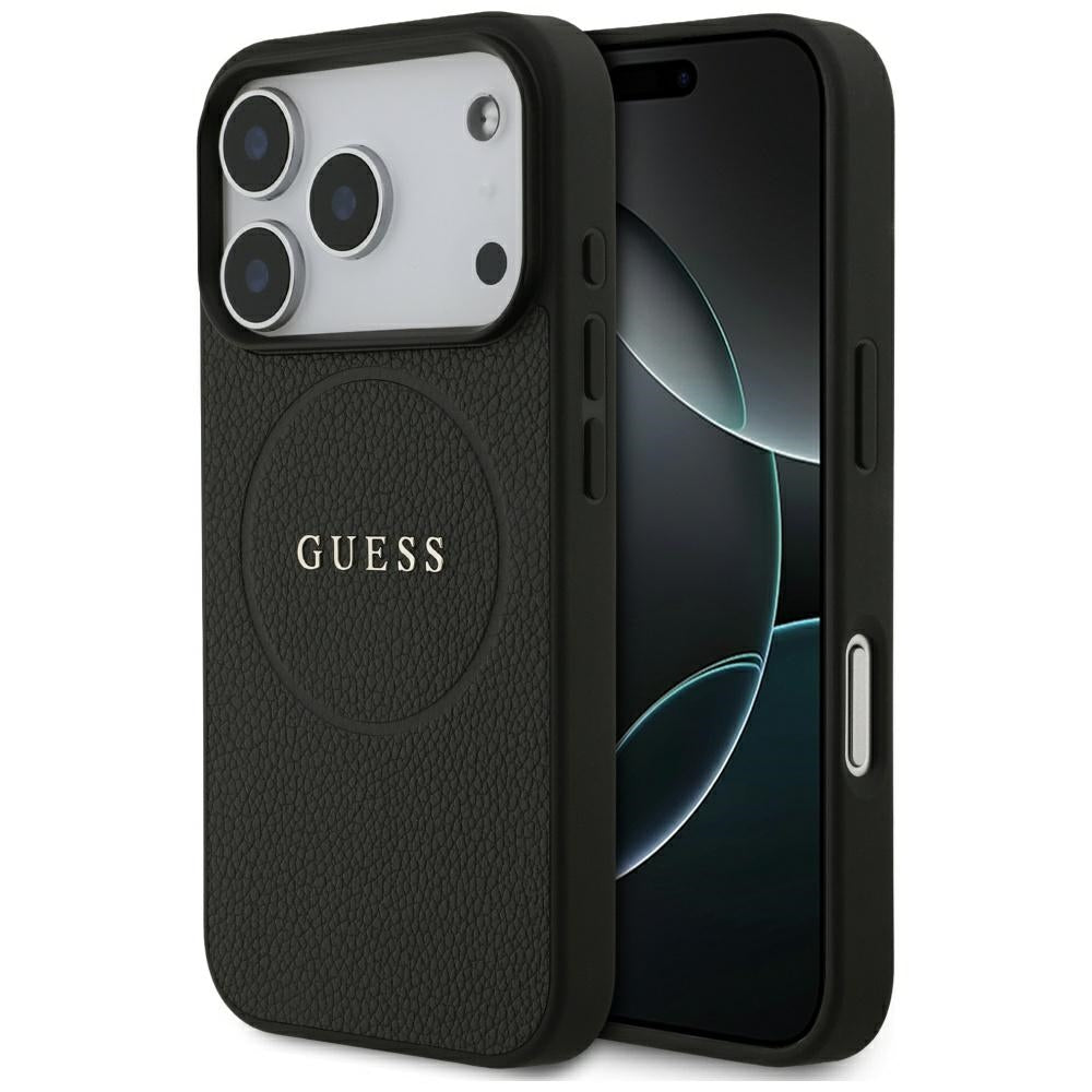 Husa pentru iPhone 18 Pro / iPhone 17 Pro - Guess Grained Gold Ring MagSafe (GUHMP18LPGHSMMK) - Black