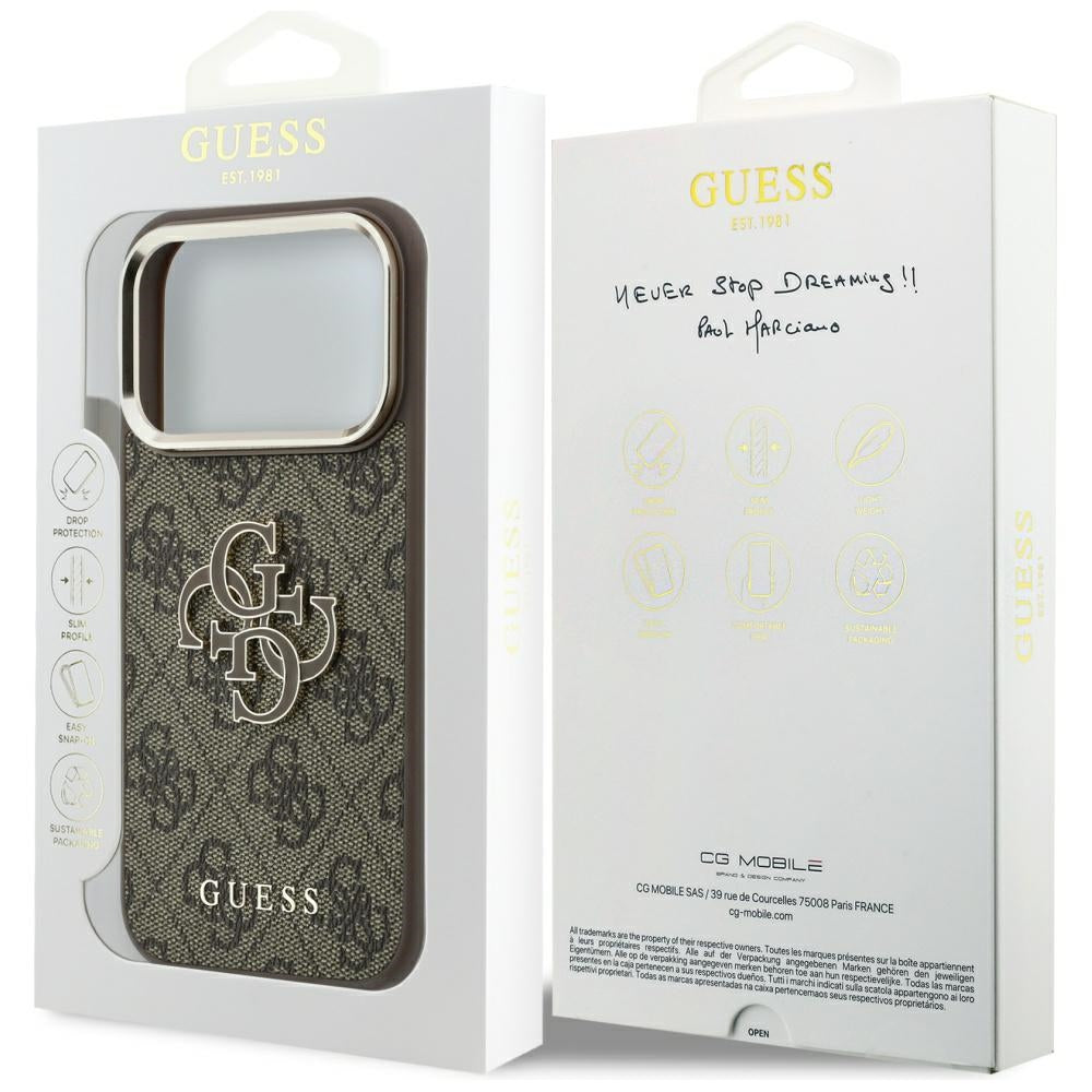 Husa de protectie Guess Hardcase 4G compatibil cu iPhone 18 Pro Max / iPhone 17 Pro Max, Maro