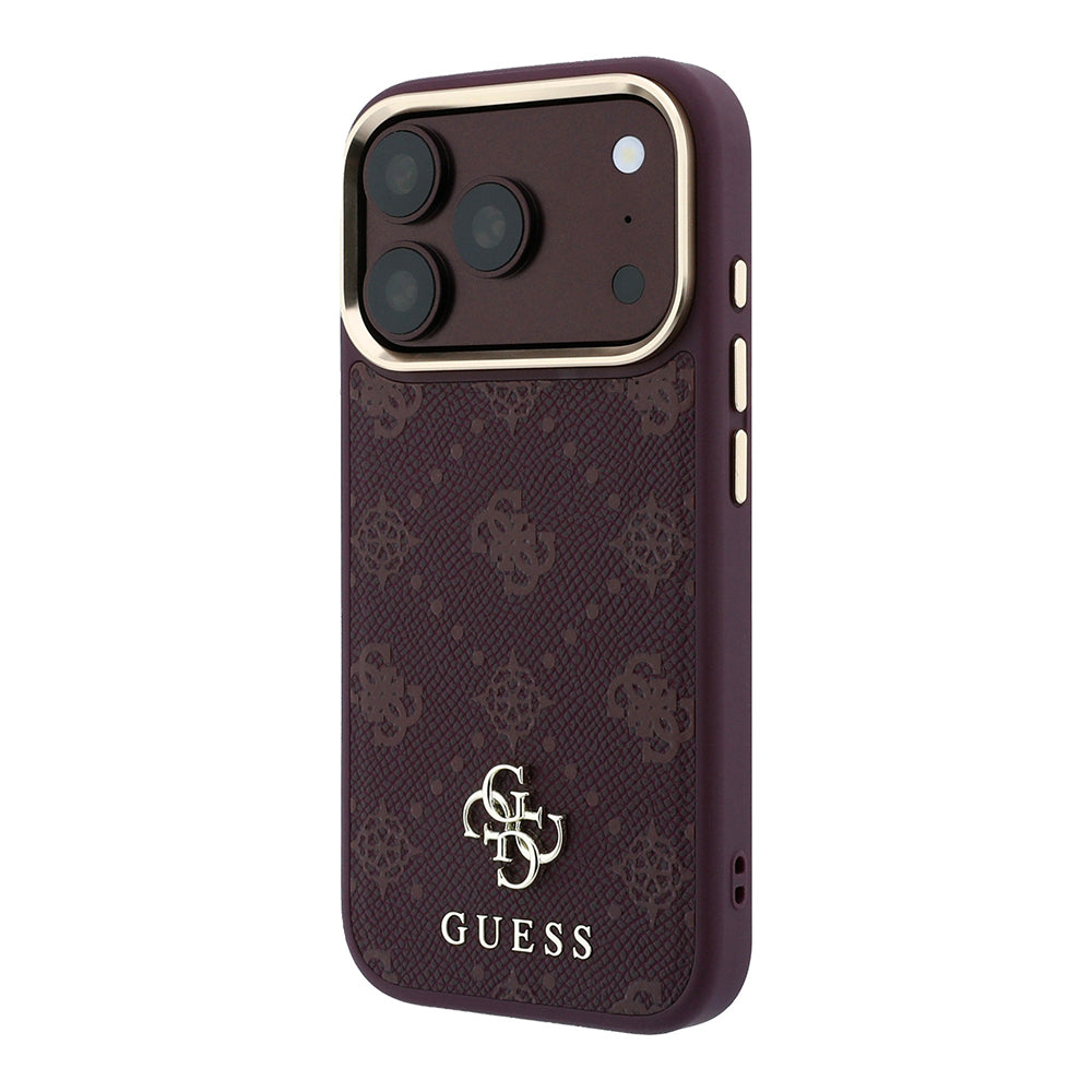 Husa de protectie Guess Peony 4G compatibil cu iPhone 18 Pro / iPhone 17 Pro, Bordo