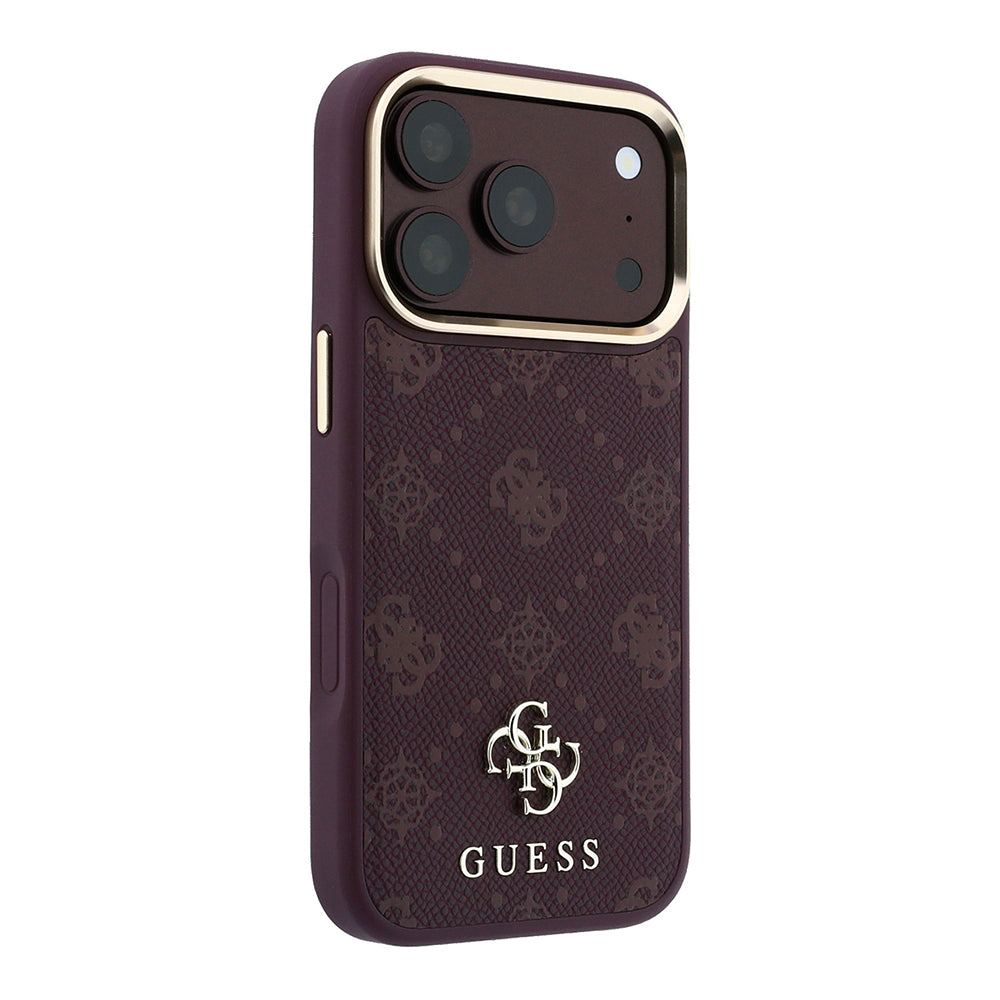 Husa de protectie Guess Peony 4G compatibil cu iPhone 18 Pro / iPhone 17 Pro, Bordo