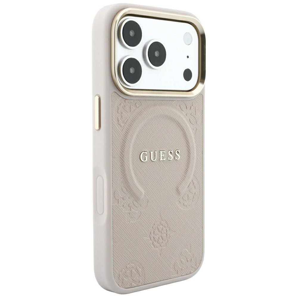 Husa de protectie Guess Saffiano Peony & Ring compatibil cu iPhone 18 Pro / iPhone 17 Pro, Roz
