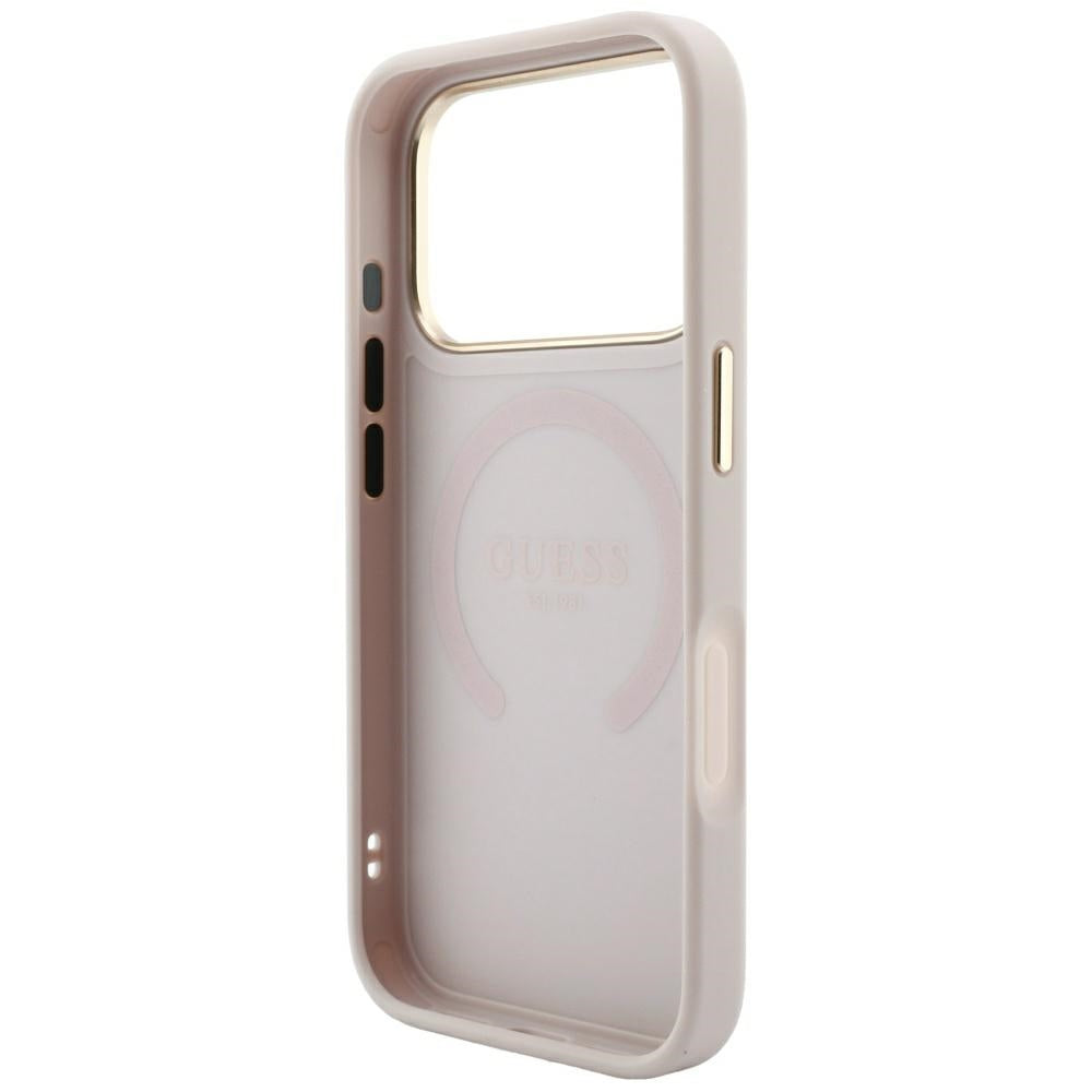 Husa de protectie Guess Saffiano Peony & Ring compatibil cu iPhone 18 Pro Max / iPhone 17 Pro Max, Roz