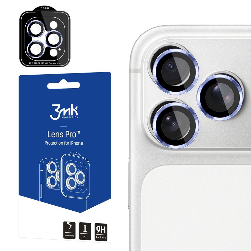Folie de protectie 3mk Lens Protection Pro compatibil cu iPhone 18 Pro / iPhone 18 Pro Max, Albastru