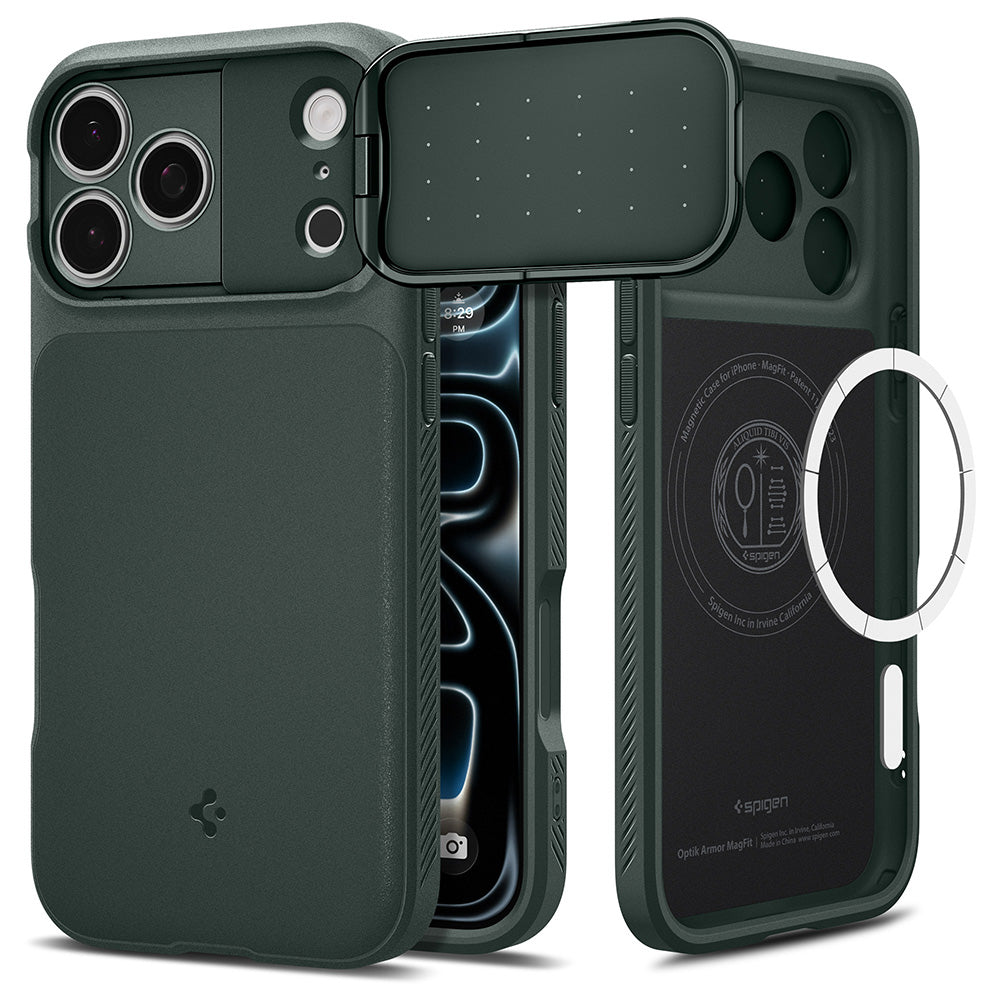 Husa de protectie Spigen Optik Armor compatibil cu iPhone 18 Pro / iPhone 17 Pro, Verde