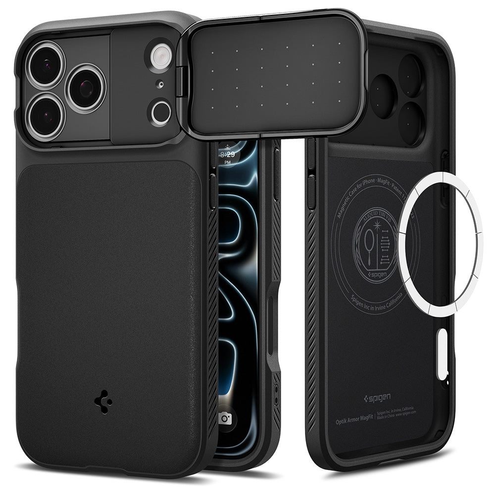 Husa de protectie Spigen Optik Armor compatibil cu iPhone 17 Pro Max / iPhone 18 Pro Max, Negru