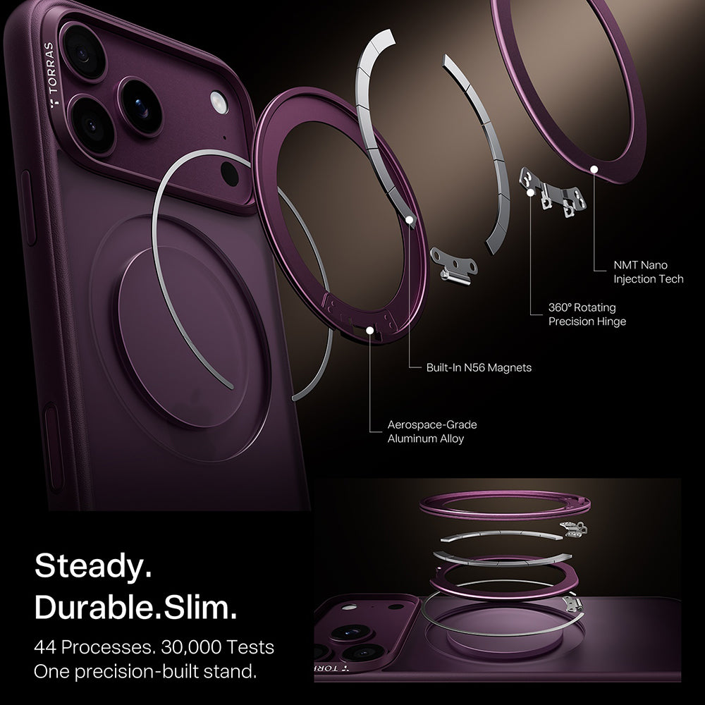 Husa de protectie Torras Ostand O1 Guardian compatibil cu iPhone 18 Pro Max / iPhone 17 Pro Max, Mov
