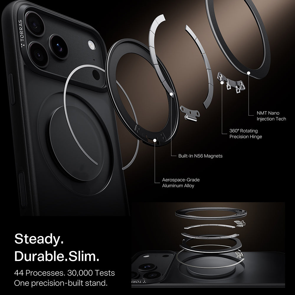 Husa de protectie Torras Ostand O1 Guardian compatibil cu iPhone 18 Pro Max / iPhone 17 Pro Max, Negru
