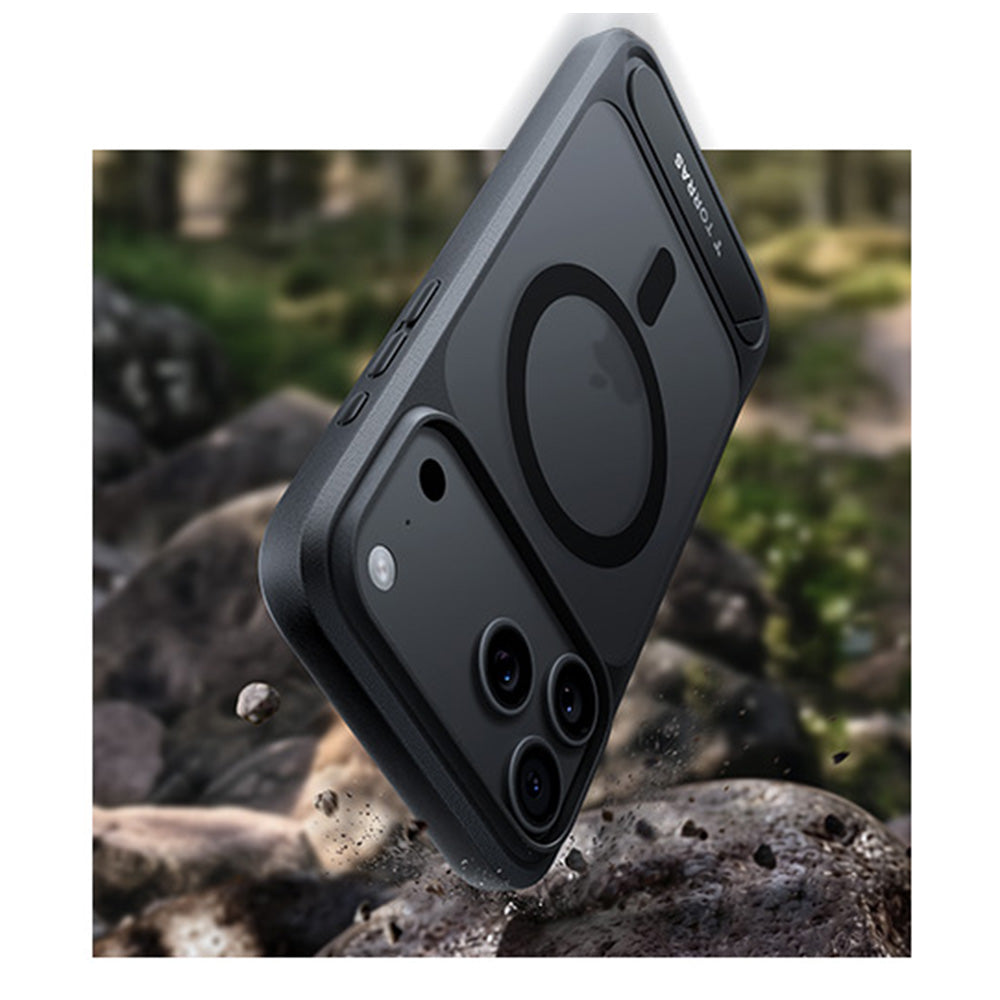 Husa de protectie Torras Ostand L1 Guardian compatibil cu iPhone 17 Pro / iPhone 18 Pro, Negru