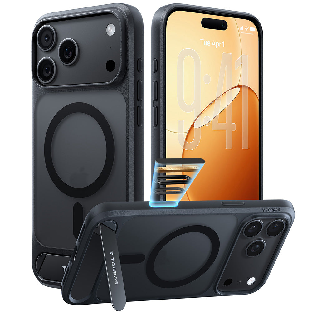 Husa de protectie Torras Ostand L1 Guardian compatibil cu iPhone 18 Pro Max / iPhone 17 Pro Max, Negru