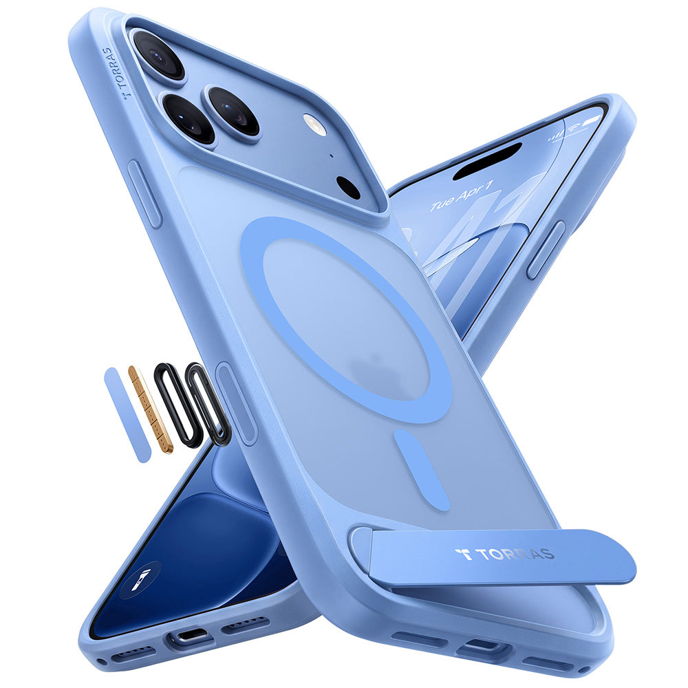 Husa de protectie Torras Ostand L1 Guardian compatibil cu iPhone 18 Pro Max / iPhone 17 Pro Max, Albastru