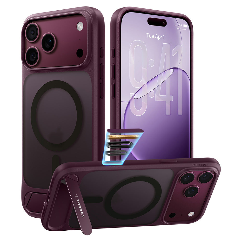 Husa de protectie Torras Ostand L1 Guardian compatibil cu iPhone 18 Pro / iPhone 17 Pro, Mov