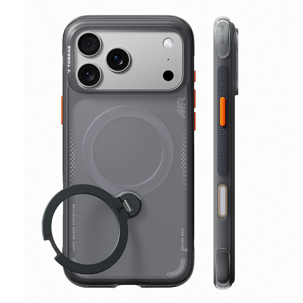 Husa de protectie Torras Ostand Q3 Air compatibil cu iPhone 18 Pro / iPhone 17 Pro, Negru