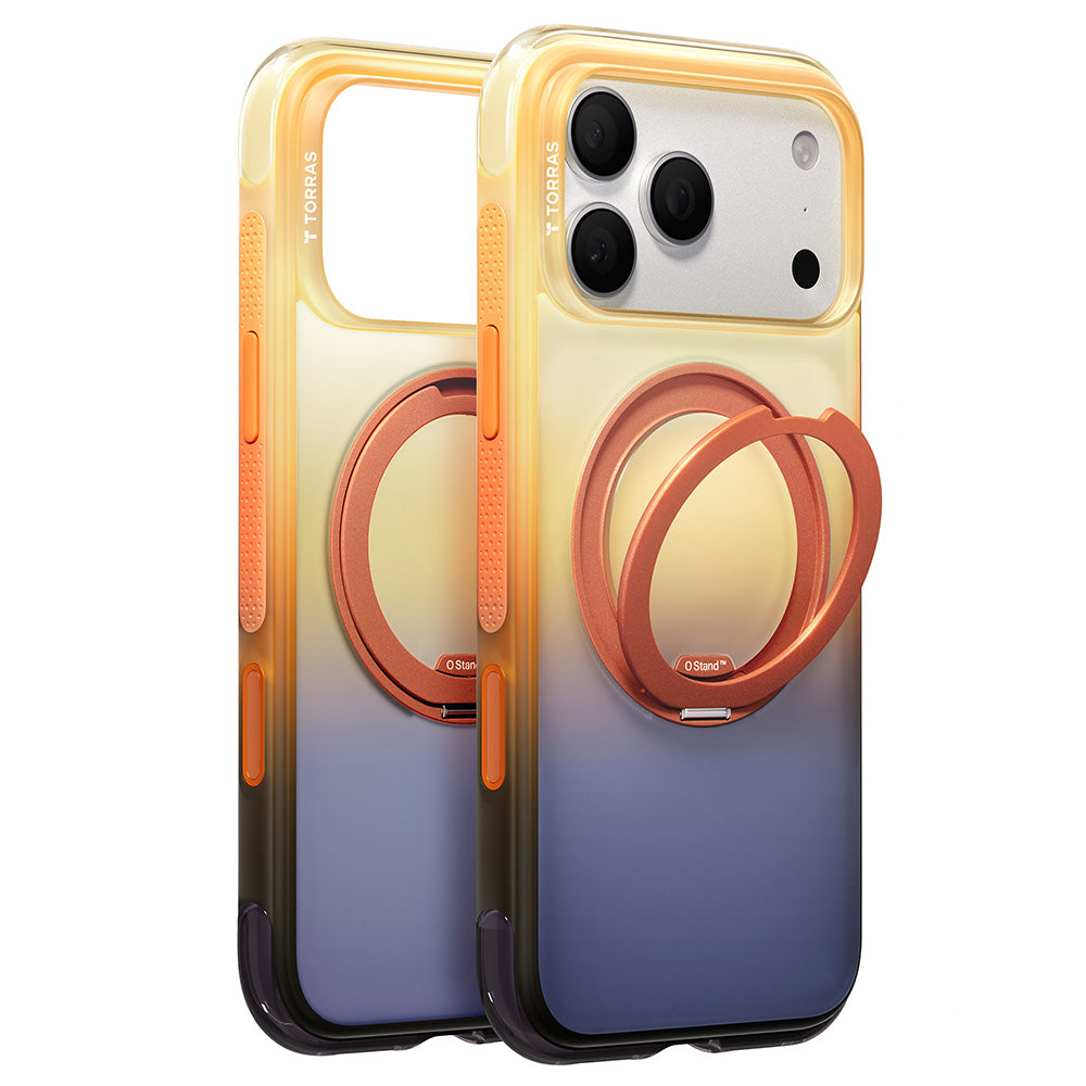 Husa de protectie Torras Ostand O3 Air Gradient compatibil cu iPhone 17 Pro / iPhone 18 Pro, Albastru