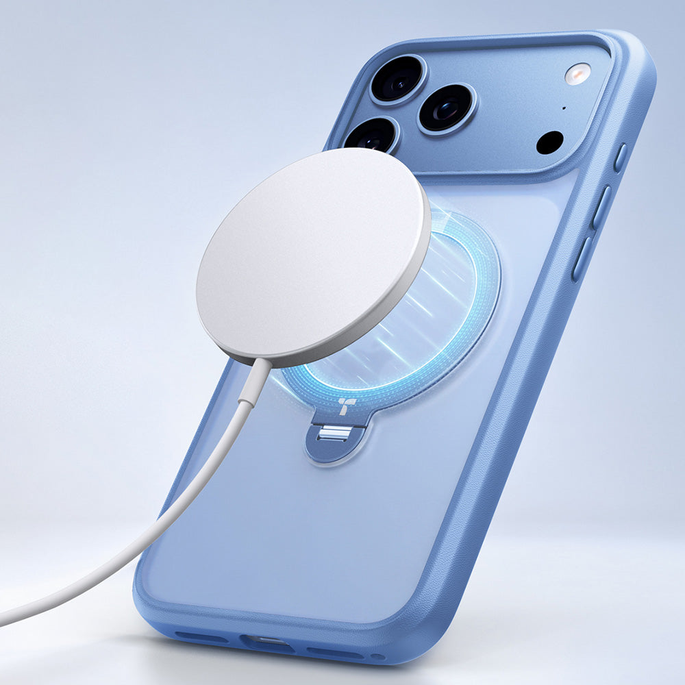 Husa de protectie Torras Ostand Spin Series compatibil cu iPhone 18 Pro / iPhone 17 Pro, Albastru