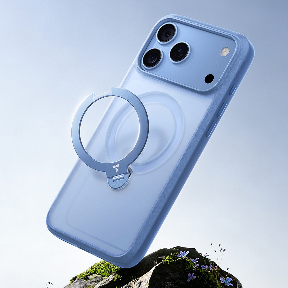 Husa de protectie Torras Ostand Spin Series compatibil cu iPhone 18 Pro / iPhone 17 Pro, Albastru