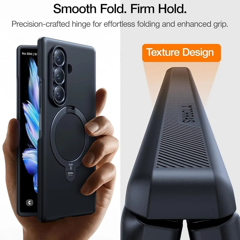 Husa de protectie Torras Ostand Q3 Spin compatibil cu Samsung Galaxy Z Fold8 Ultra, Negru