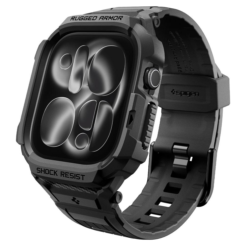 Curea smartwatch Spigen Rugged Armor Pro compatibil cu Apple Watch 12 46mm, Negru