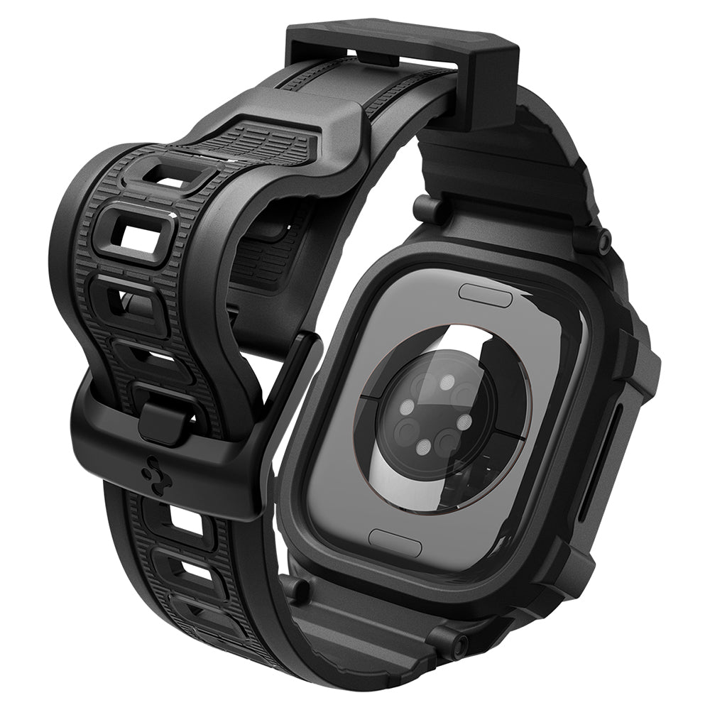 Curea smartwatch Spigen Rugged Armor Pro compatibil cu Apple Watch 12 46mm, Negru