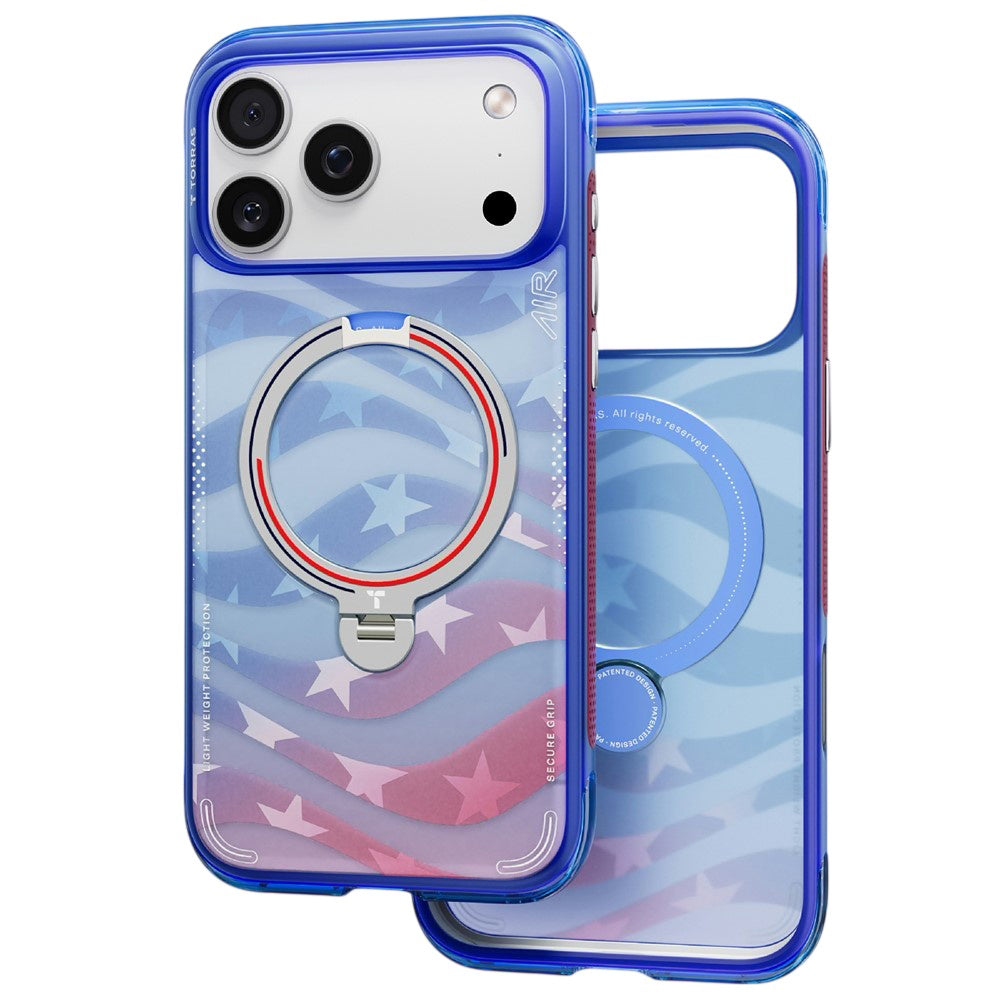 Husa de protectie Torras Ostand Q3 Air compatibil cu iPhone 17 Pro / iPhone 18 Pro, Albastru