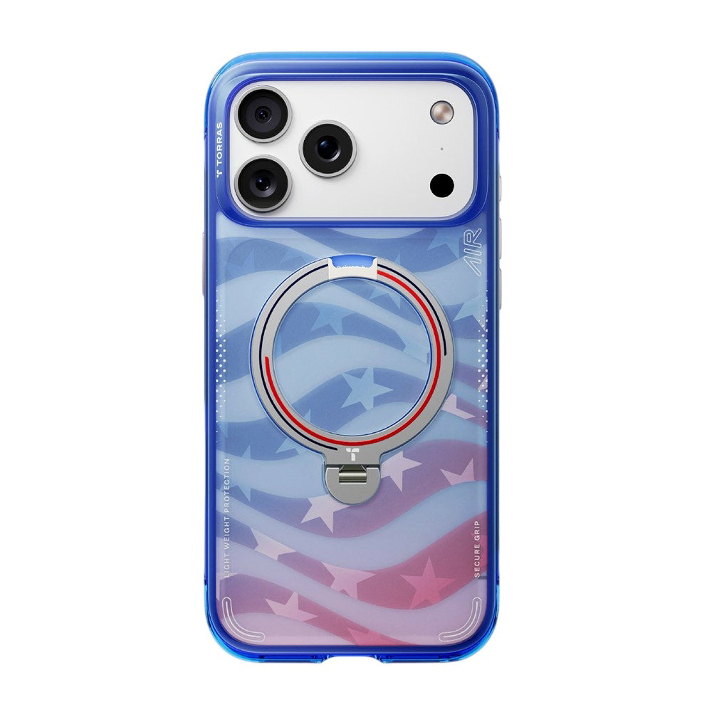 Husa de protectie Torras Ostand Q3 Air compatibil cu iPhone 17 Pro / iPhone 18 Pro, Albastru