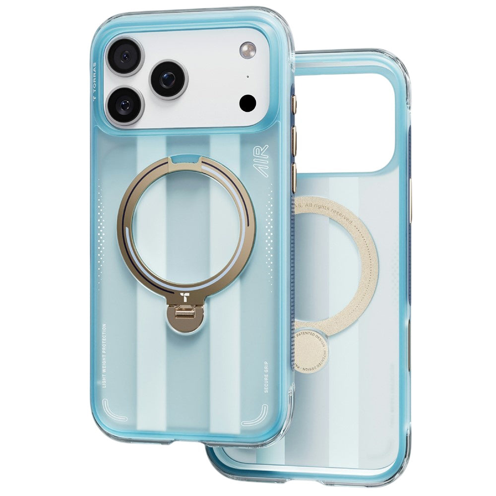 Husa de protectie Torras Ostand Q3 Air compatibil cu iPhone 17 Pro / iPhone 18 Pro, Albastru