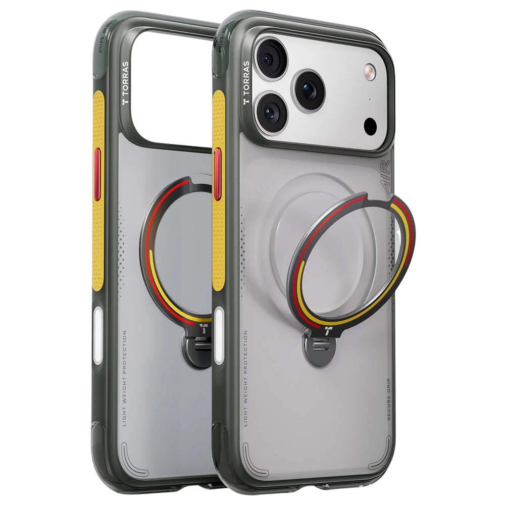 Husa de protectie Torras Ostand Q3 Air compatibil cu iPhone 17 Pro / iPhone 18 Pro, Gri