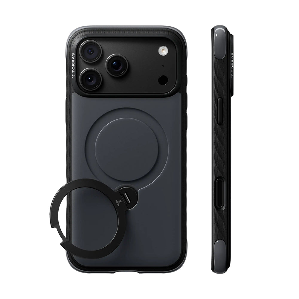 Husa de protectie Torras Ostand Q3 compatibil cu iPhone 18 Pro / iPhone 17 Pro, Negru