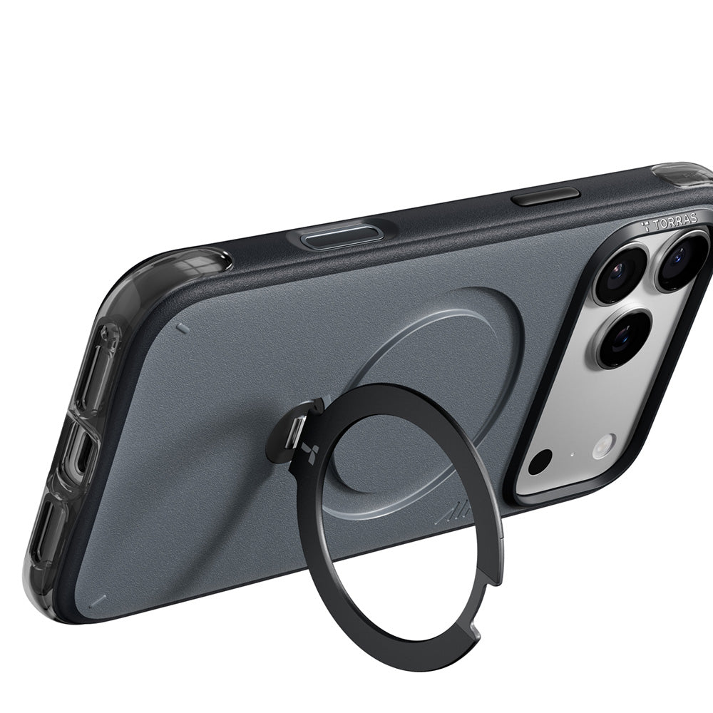 Husa de protectie Torras Ostand Q3 Air Essential compatibil cu iPhone 18 Pro / iPhone 17 Pro, Negru