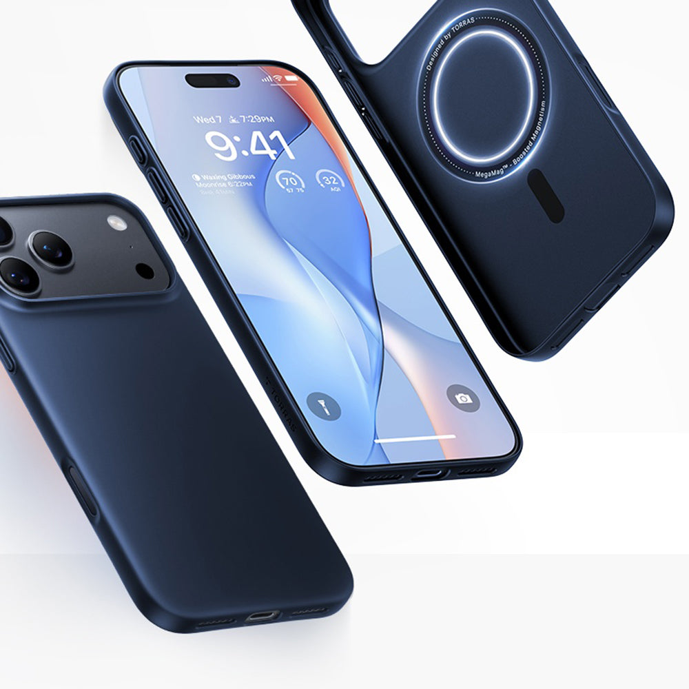 Husa de protectie Torras OriginFit-Mag compatibil cu iPhone 18 Pro / iPhone 17 Pro, Albastru