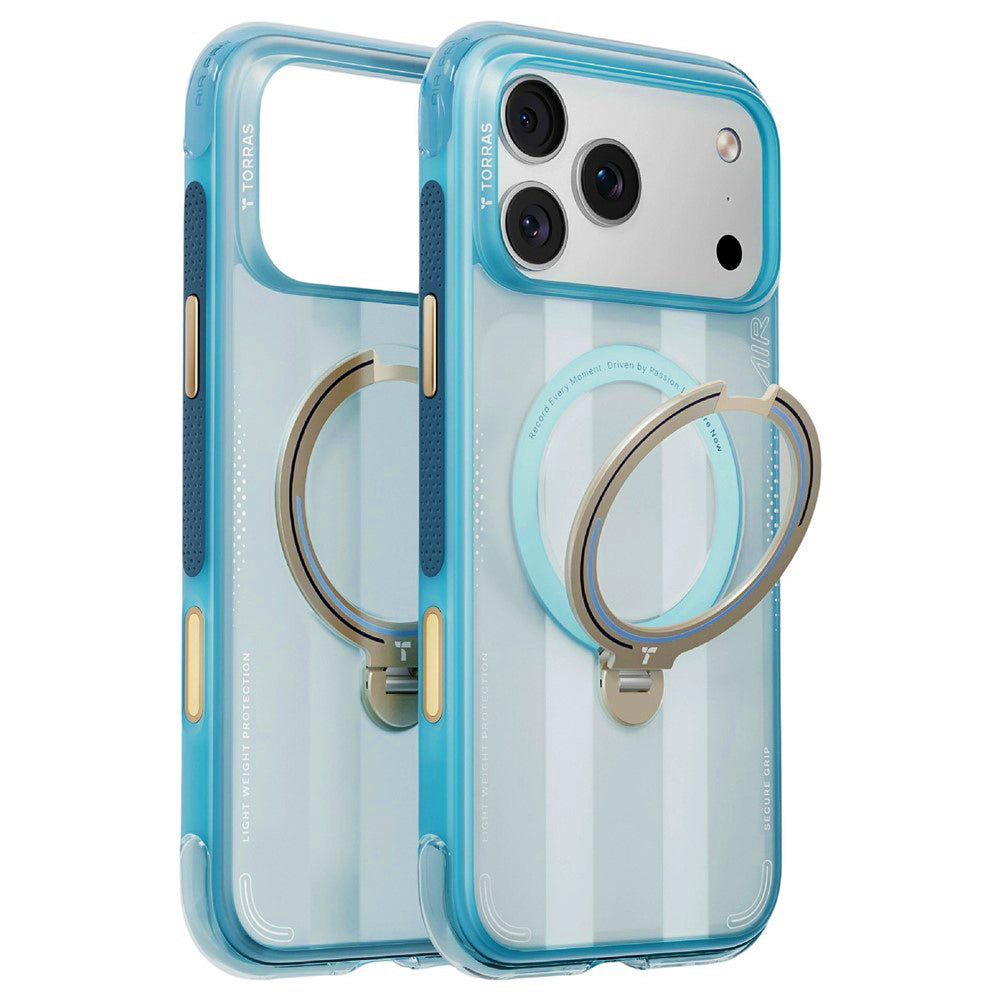 Husa de protectie Torras Ostand Q3 Air compatibil cu iPhone 17 Pro / iPhone 18 Pro, Albastru