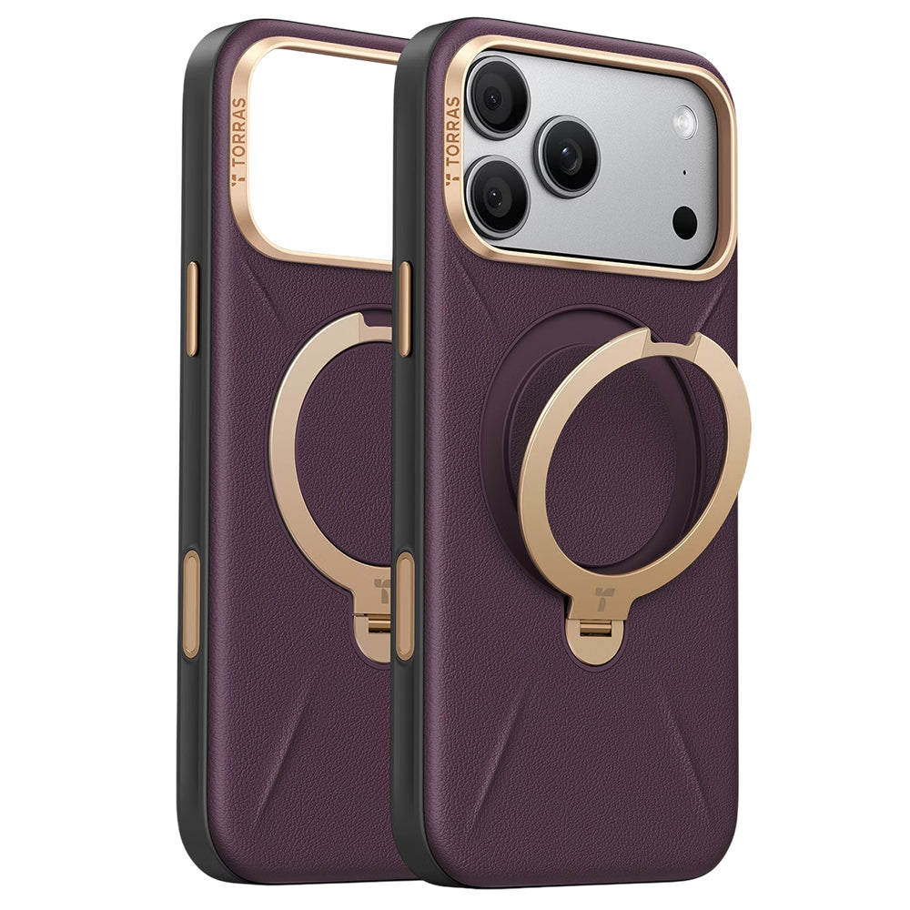 Husa de protectie Torras QPRO Leather Series compatibil cu iPhone 17 Pro / iPhone 18 Pro, Mov