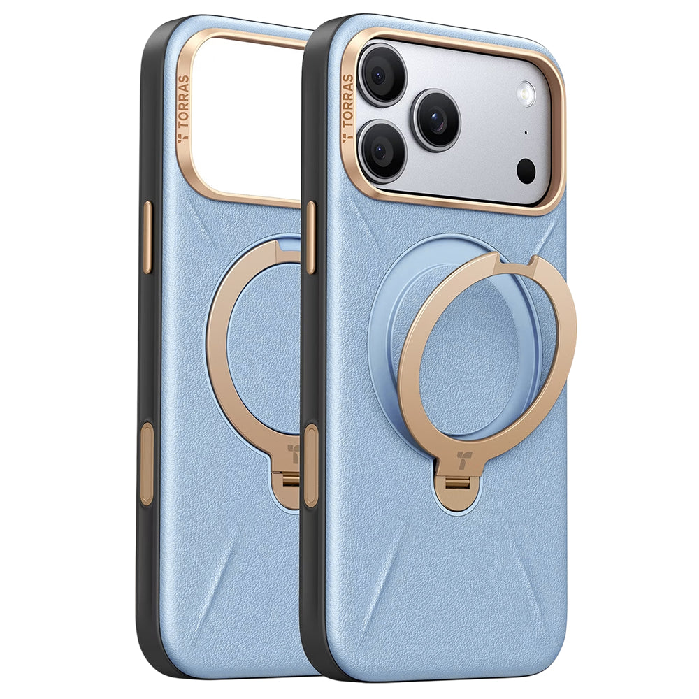 Husa de protectie Torras QPRO Leather Series compatibil cu iPhone 17 Pro / iPhone 18 Pro, Albastru