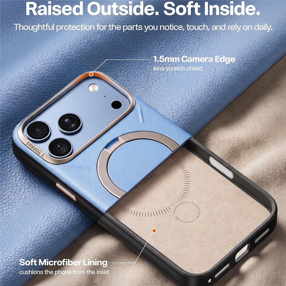 Husa de protectie Torras QPRO Leather Series compatibil cu iPhone 18 Pro Max / iPhone 17 Pro Max, Albastru