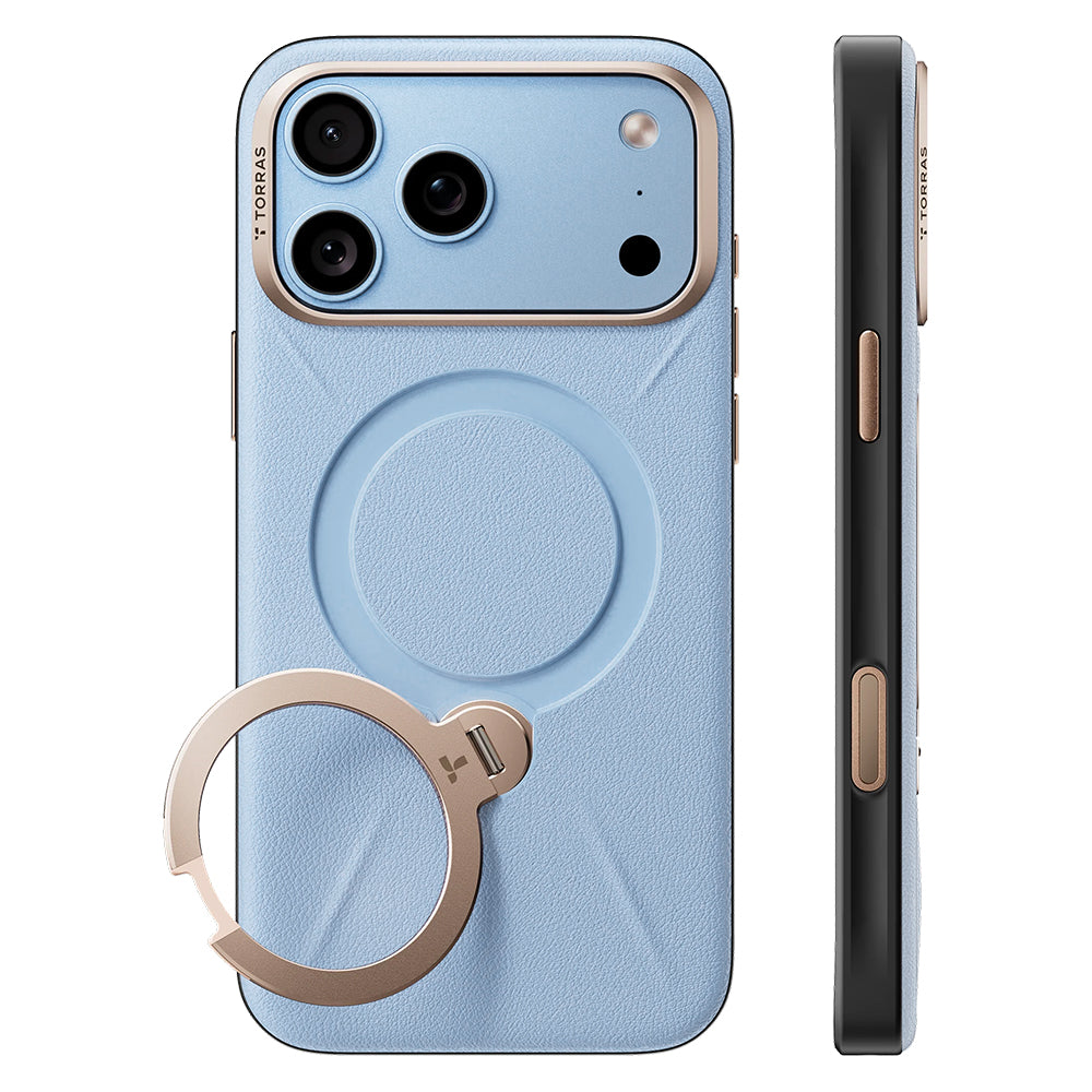 Husa de protectie Torras QPRO Leather Series compatibil cu iPhone 18 Pro Max / iPhone 17 Pro Max, Albastru