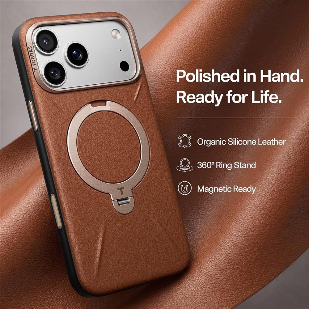 Husa de protectie Torras QPRO Leather Series compatibil cu iPhone 18 Pro Max / iPhone 17 Pro Max, Maro