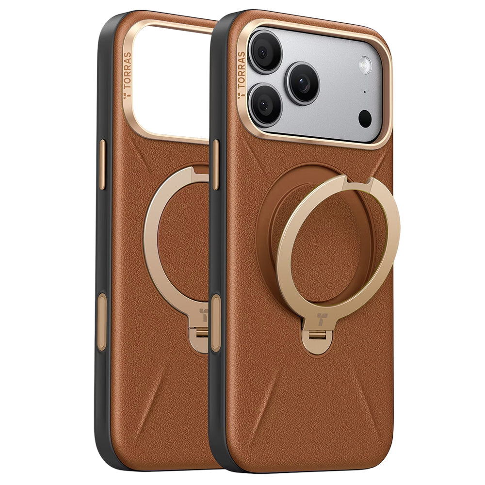 Husa de protectie Torras QPRO Leather Series compatibil cu iPhone 18 Pro Max / iPhone 17 Pro Max, Maro