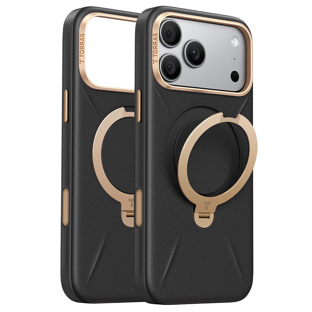 Husa de protectie Torras QPRO Leather Series compatibil cu iPhone 17 Pro / iPhone 18 Pro, Negru