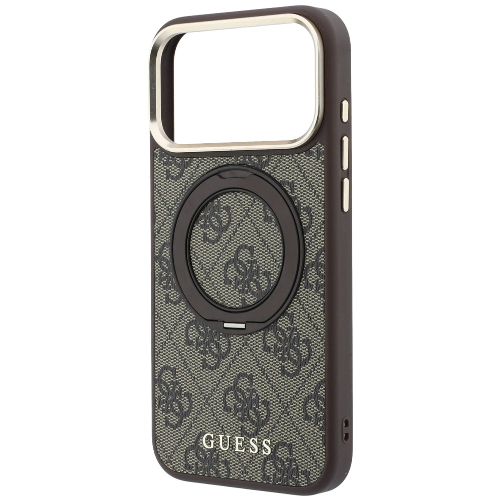 Husa de protectie Guess Ring Stand 360 compatibil cu iPhone 18 Pro / iPhone 17 Pro, Maro