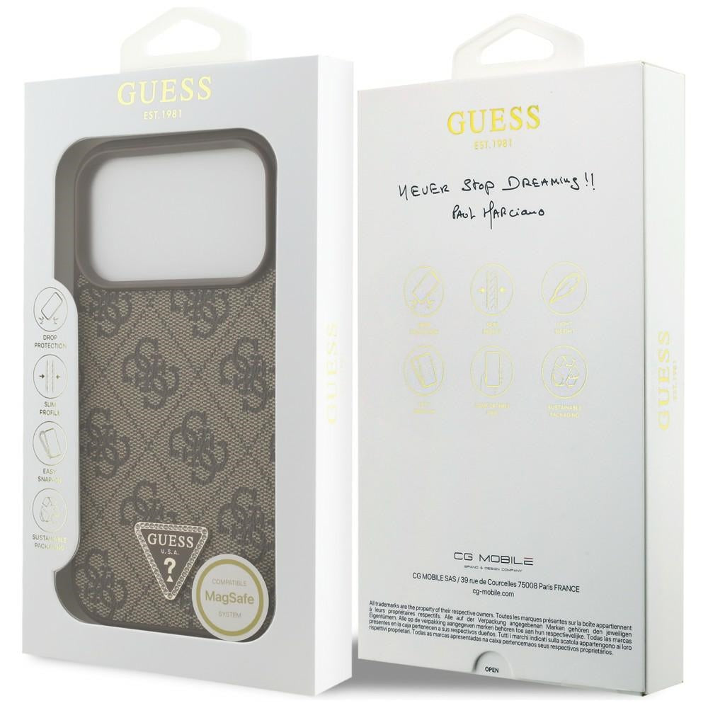 Husa de protectie Guess Leather 4G compatibil cu iPhone 18 Pro / iPhone 17 Pro, Maro